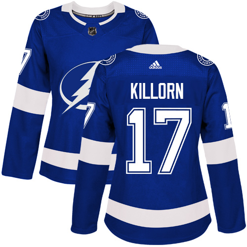Adidas Tampa Bay Lightning #17 Alex Killorn Blue Home Authentic Women Stitched NHL Jersey